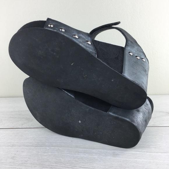 Antelope Metallic Black 772 Wedge Sandals Studded - Picture 7 of 8